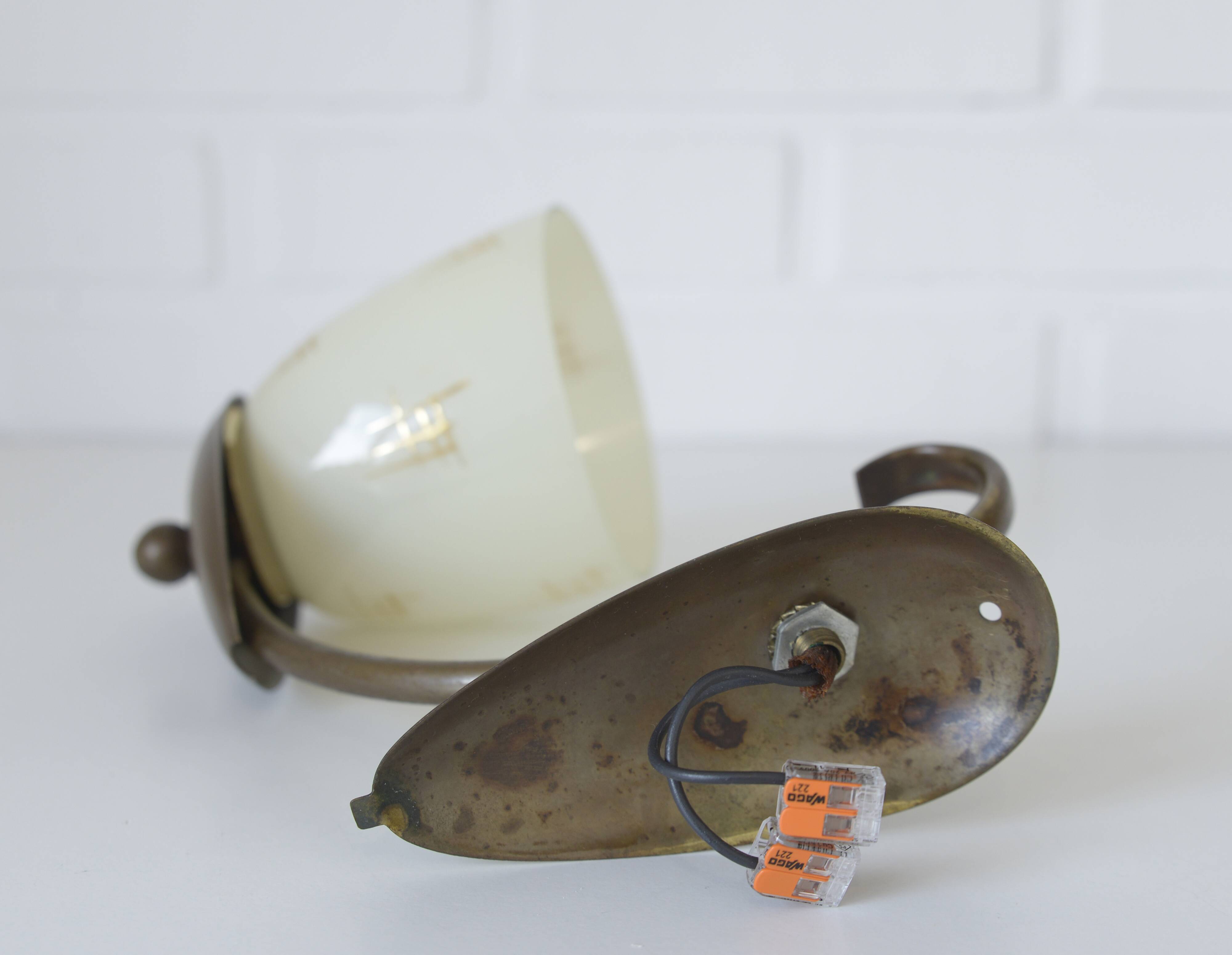 Applique murale Art Déco originale en laiton / luminaire vintage des années 1930 / époque Bauhaus