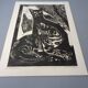 Gerhart Bettermann, 2 Cats, 1980s, Woodcut