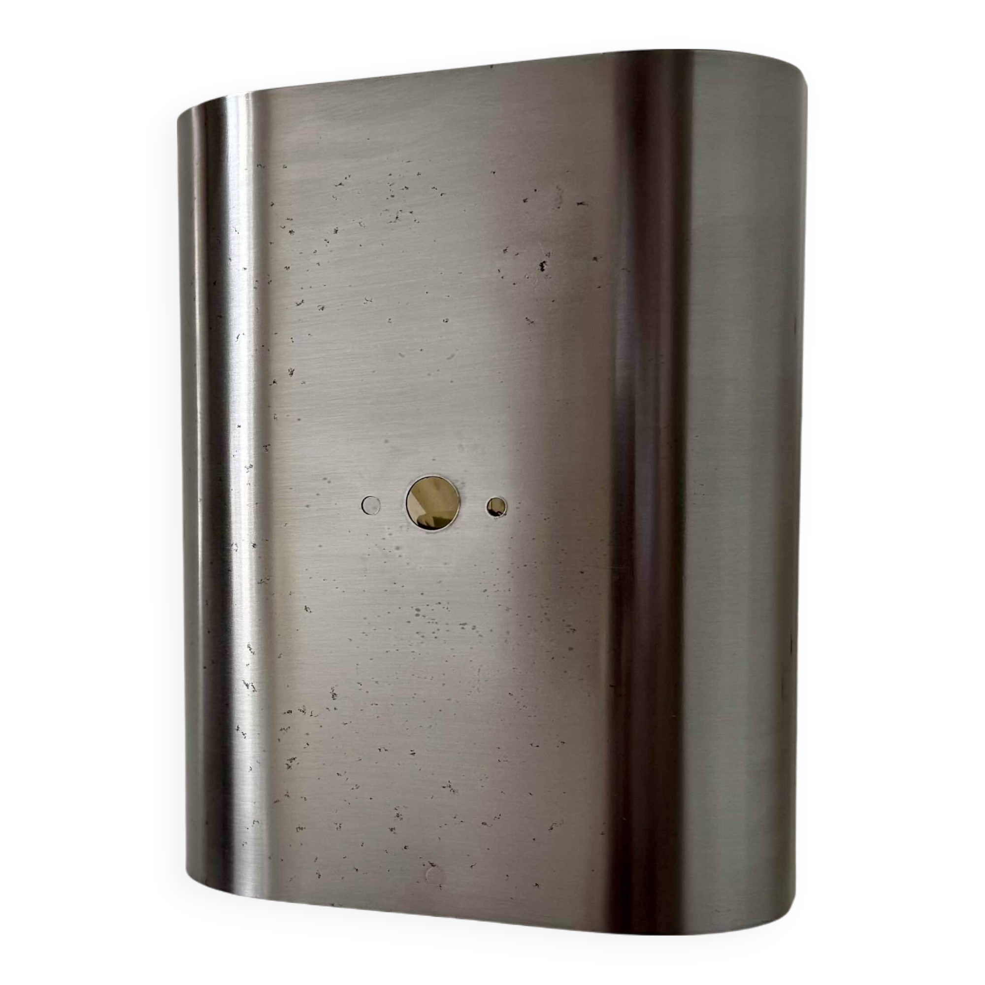 Vintage curved brushed metal wall light, France 1970