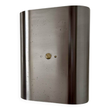 Vintage curved brushed metal wall light, France 1970