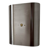 Vintage curved brushed metal wall light, France 1970