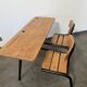 Bureau double écolier vintage relooké noir et bois