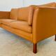 Vintage Danish mid-century Morgans Hansen cognac 3-seater sofa