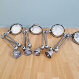 Set of 4 Jieldé industrial lamps in brushed steel, 3 arms