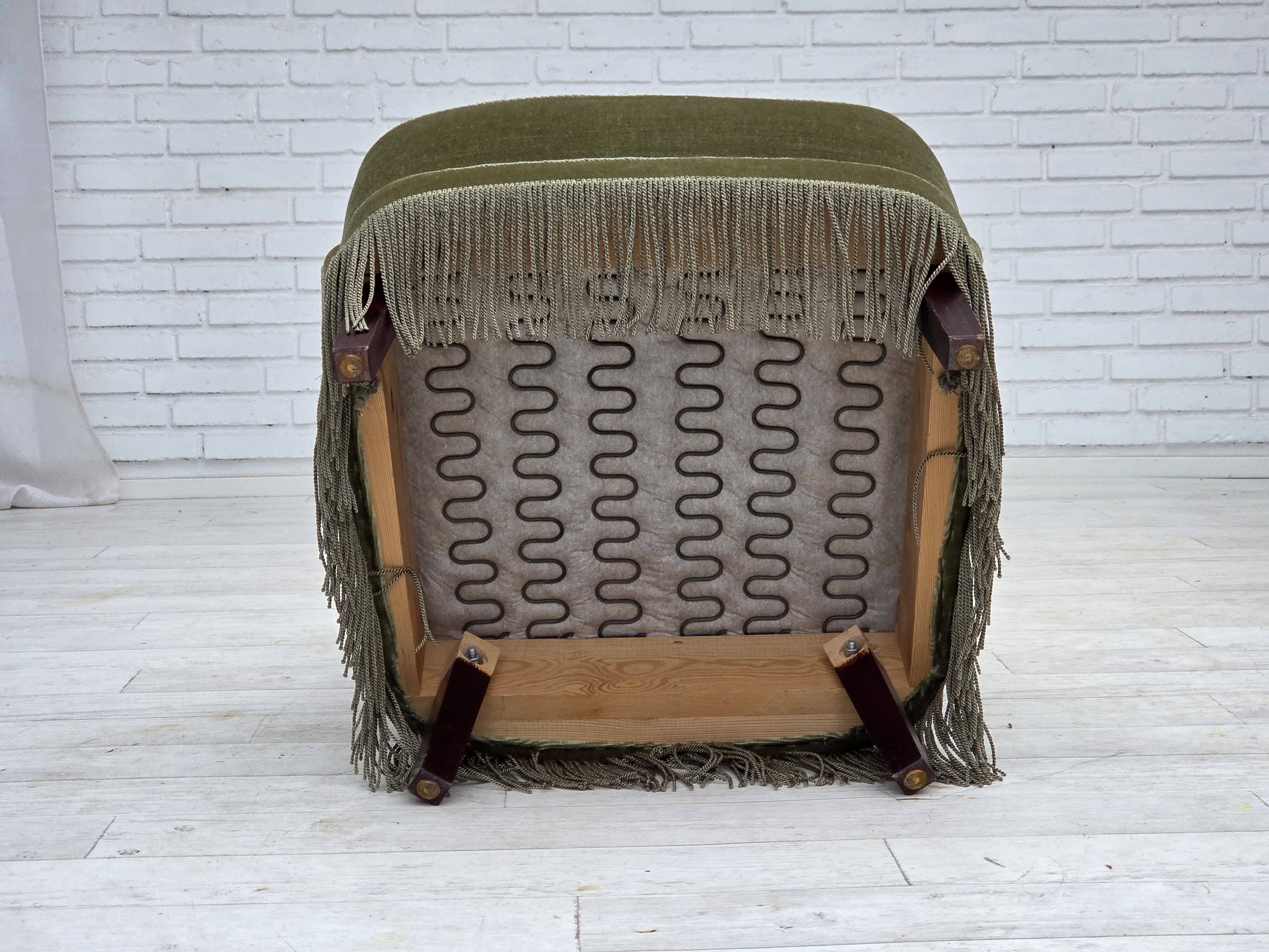 1970s, Danish highback armchair, green furniture velour.