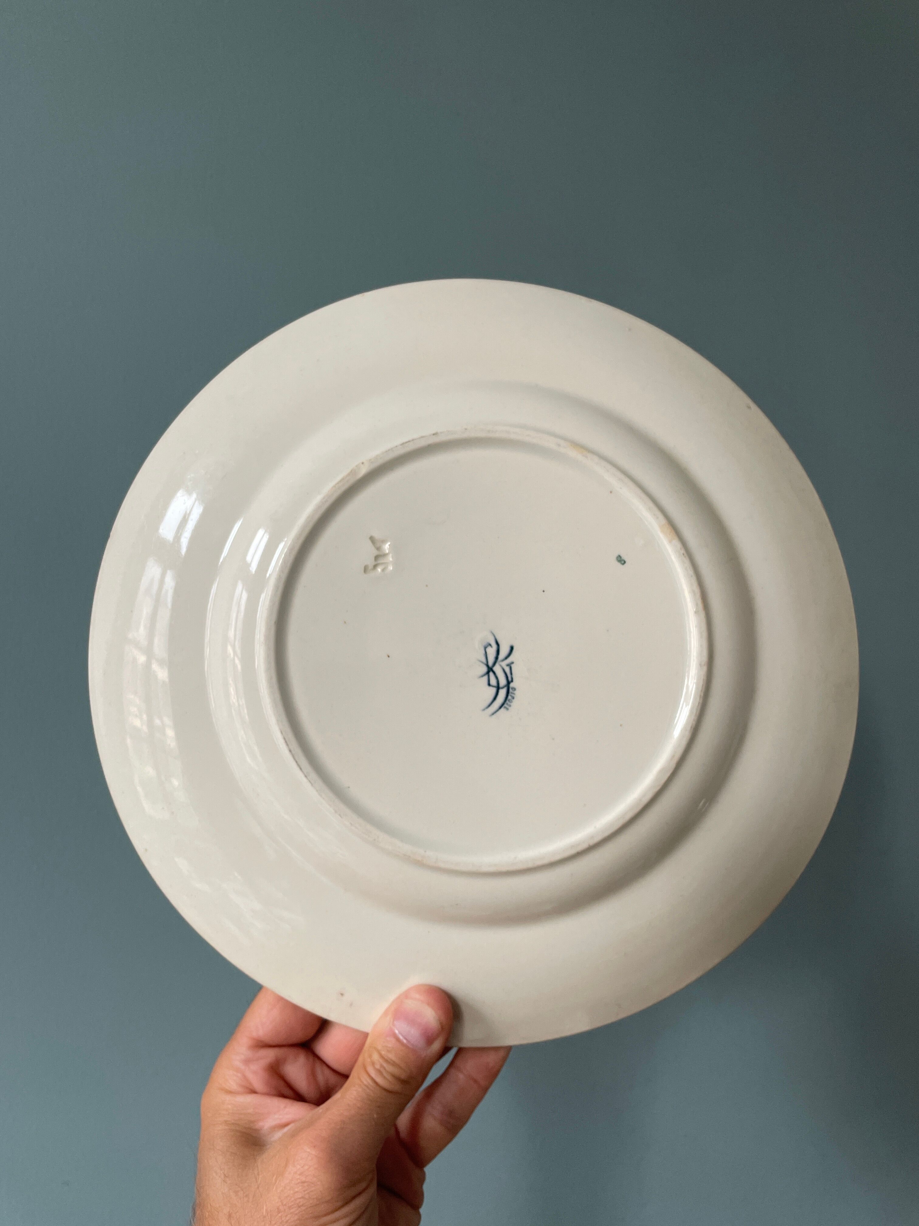 Old round dish Keller and Guérin Lunéville