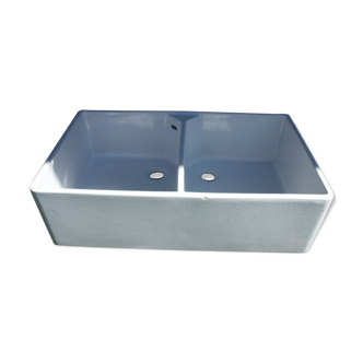 Enamelled stoneware double sink 40