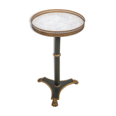Brass and marble pedestal table with lion's paw, tripod hot water bottle table, empire style