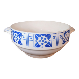 Salad bowl decorated stylized flowers "Saint Aubin" Digoin Sarreguemines