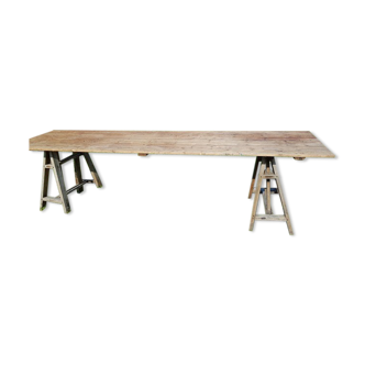 Large country table on trestles 3m long