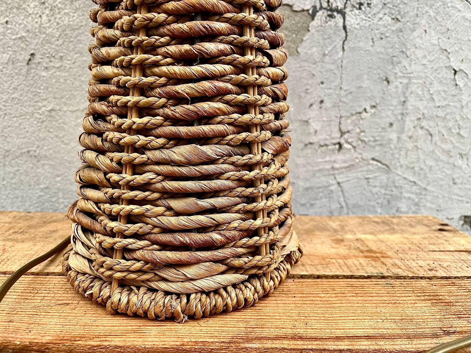 Vintage rattan tropical floor lamp