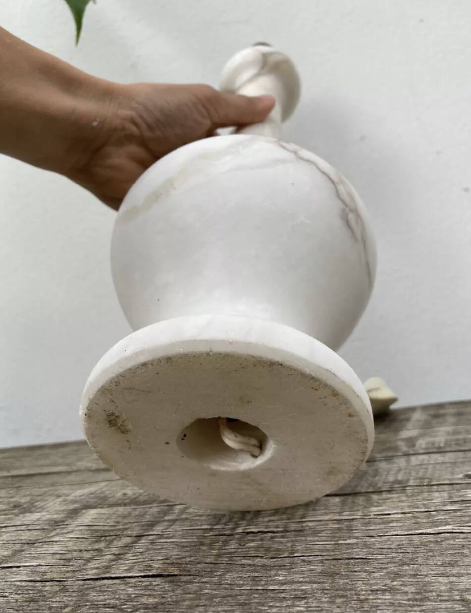 White and gray marble lamp base