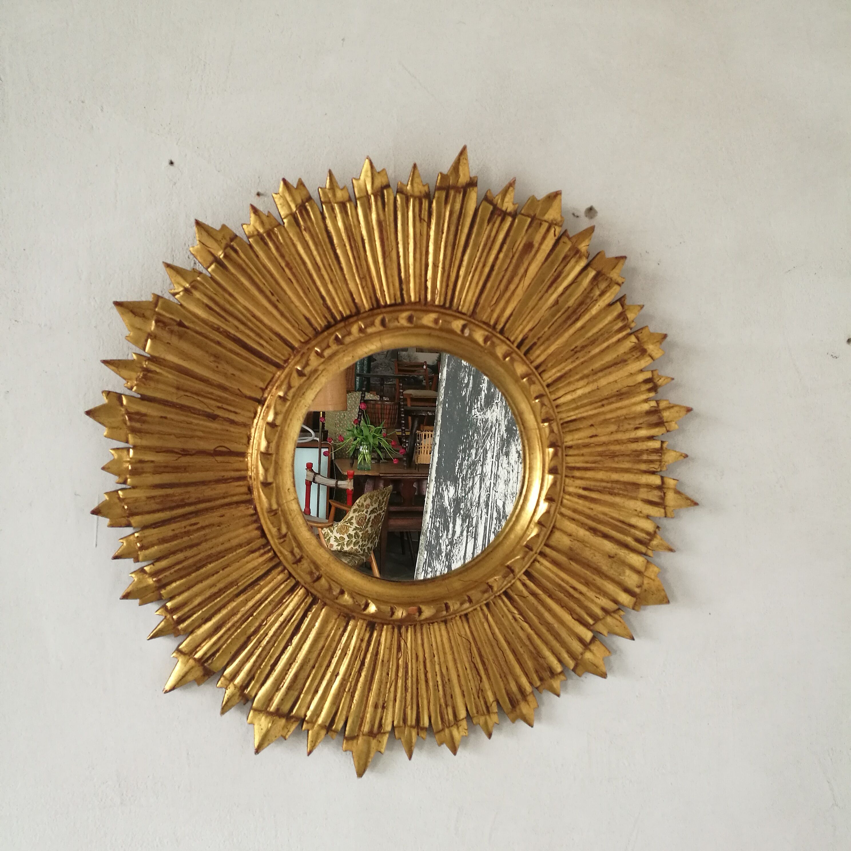 Mirror sun gilded wood