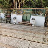 Glass mirror with a decoration engraved with golden foliage 1960