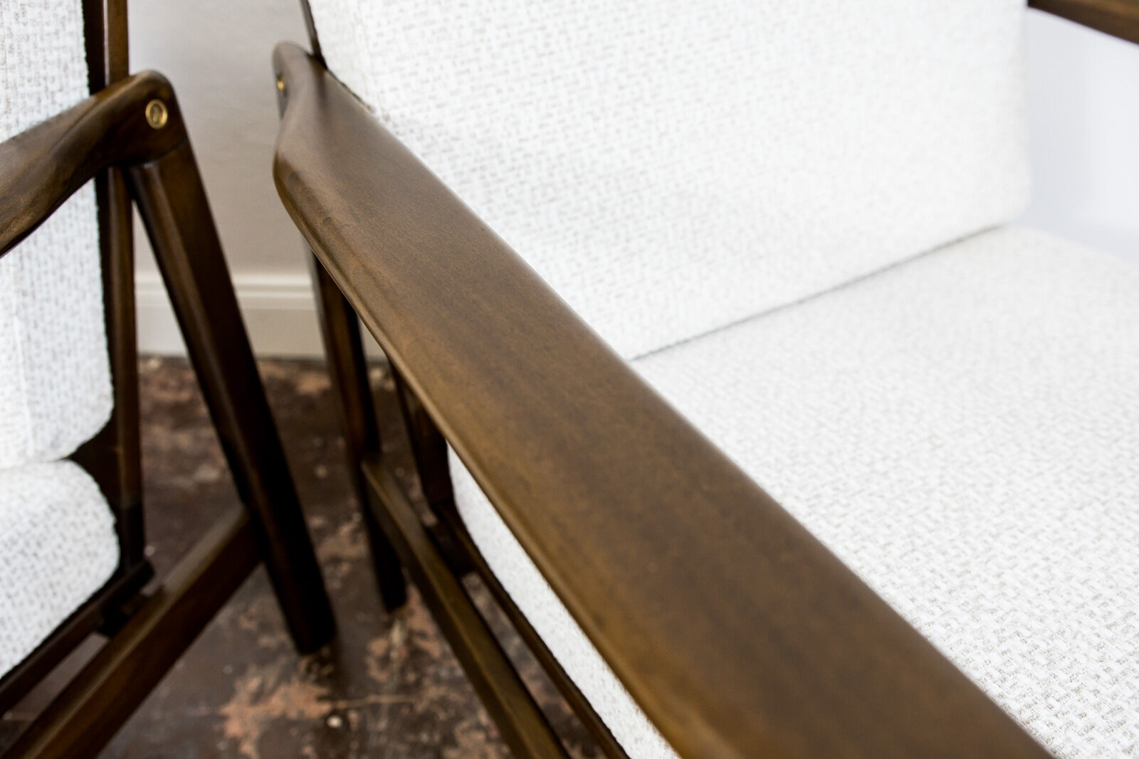 Pair of Restored White Grey B-7522 armchairs by Zenon Bączyk, 1960’s