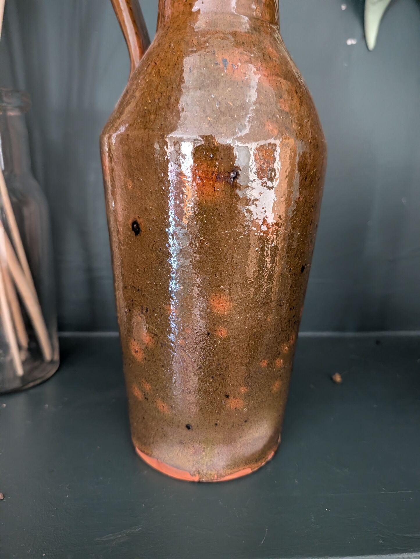Large handcrafted glazed stoneware jug
