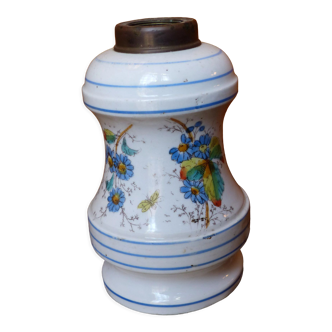 Foot oil lamp painted porcelain