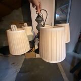 Ceiling lamp in wood and wrought iron vintage