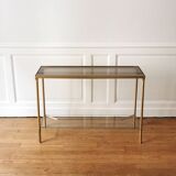 Neoclassical brass and glass console 1970