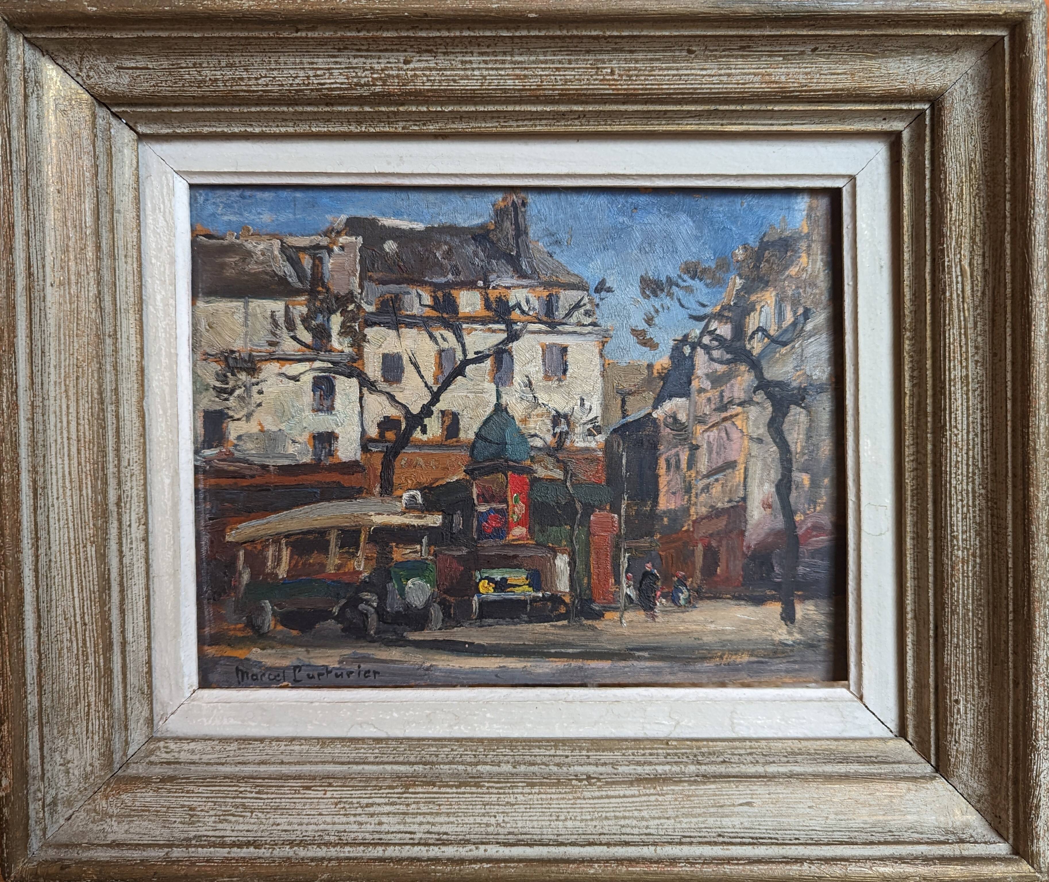 Painting of Paris by Marcel Parturier, A kiosk in Montparnasse, 20th century