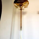 Pair of plexiglass and brass floor lamps