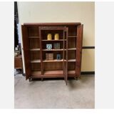 Antique Art Nouveau walnut bookcase
