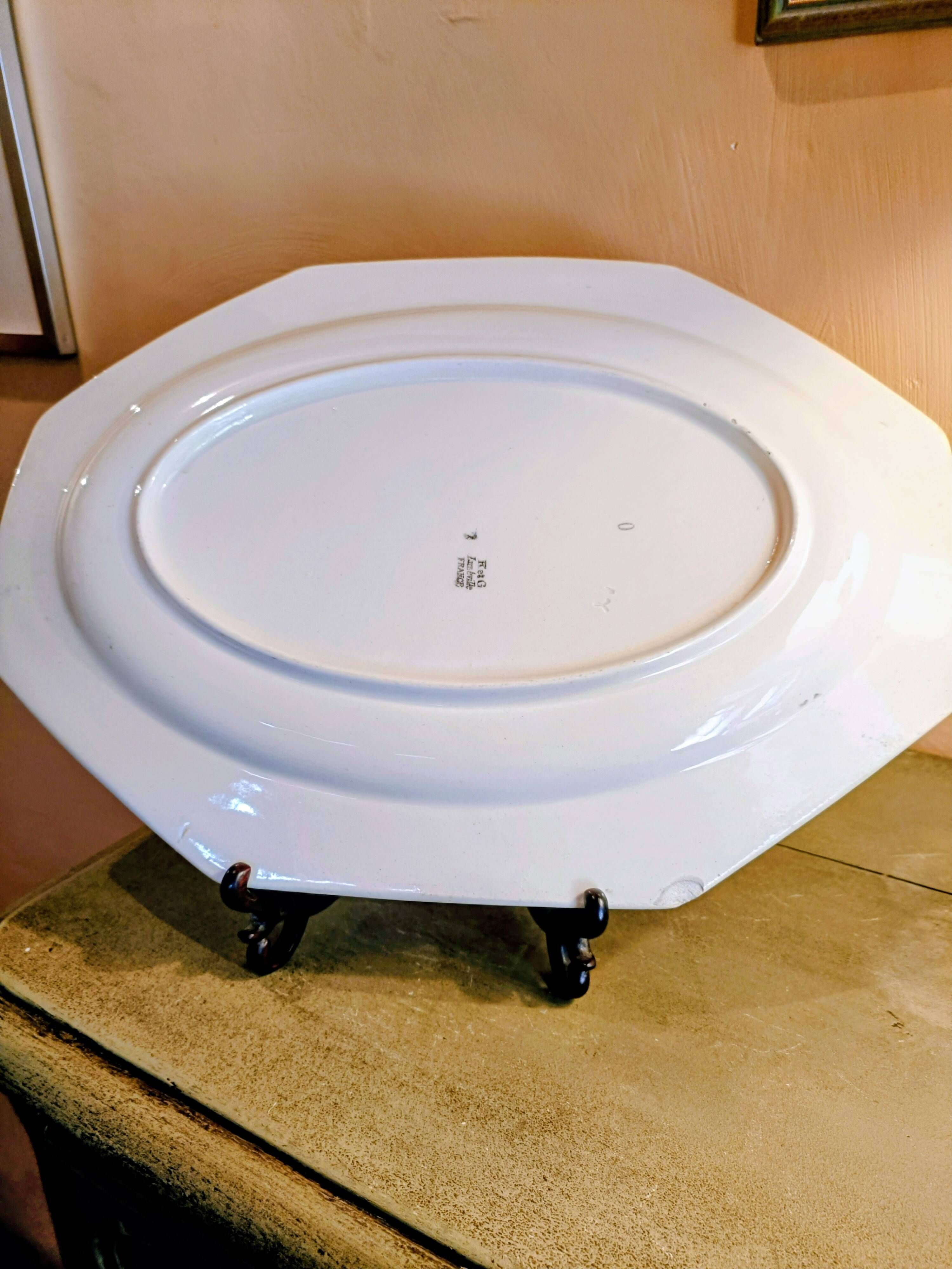 Large octagonal dish KG Luneville Art Deco