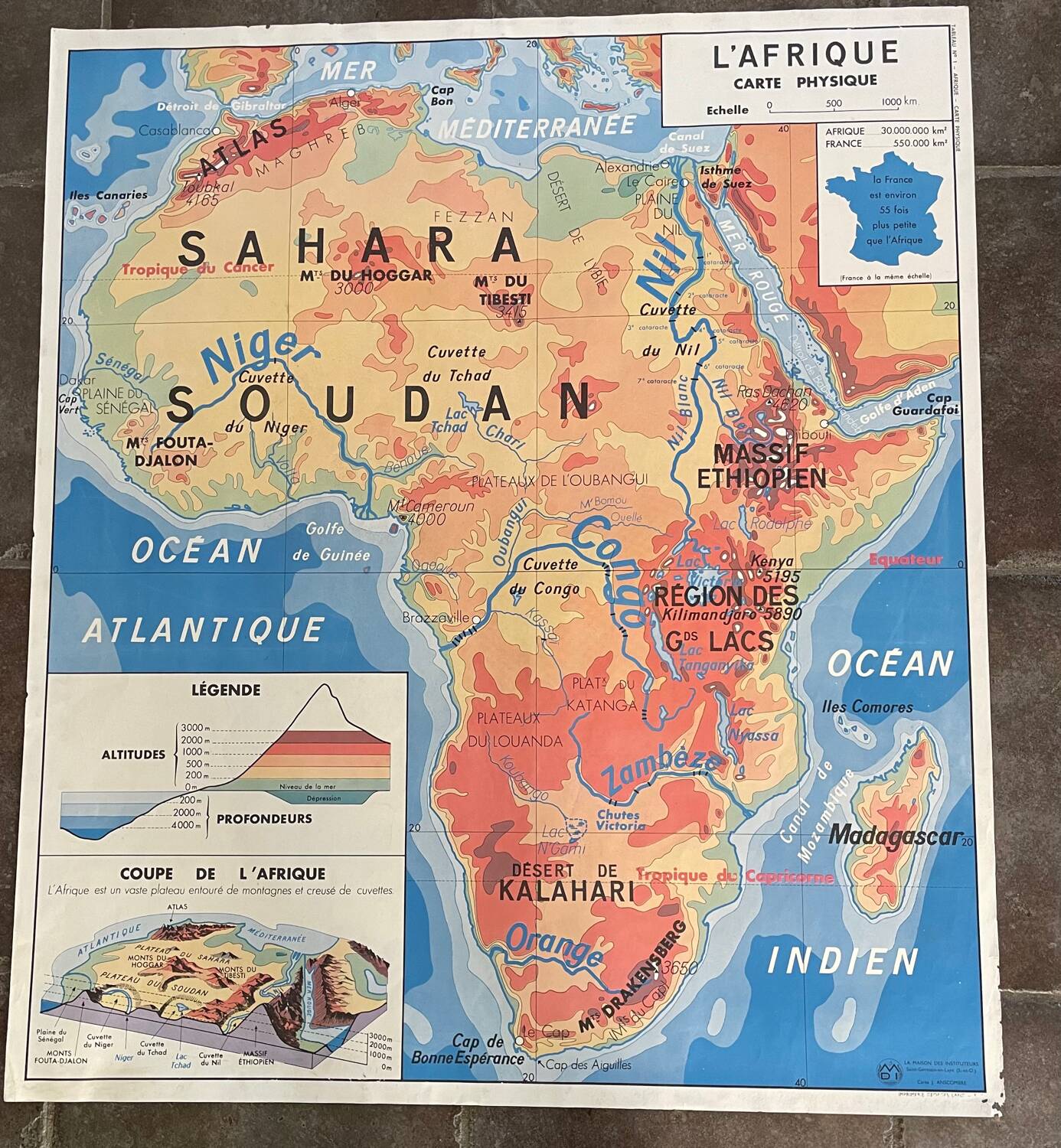 Old map, educational school poster, school