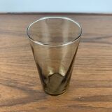 Set of 4 smoked and twisted glass water glasses, 1970