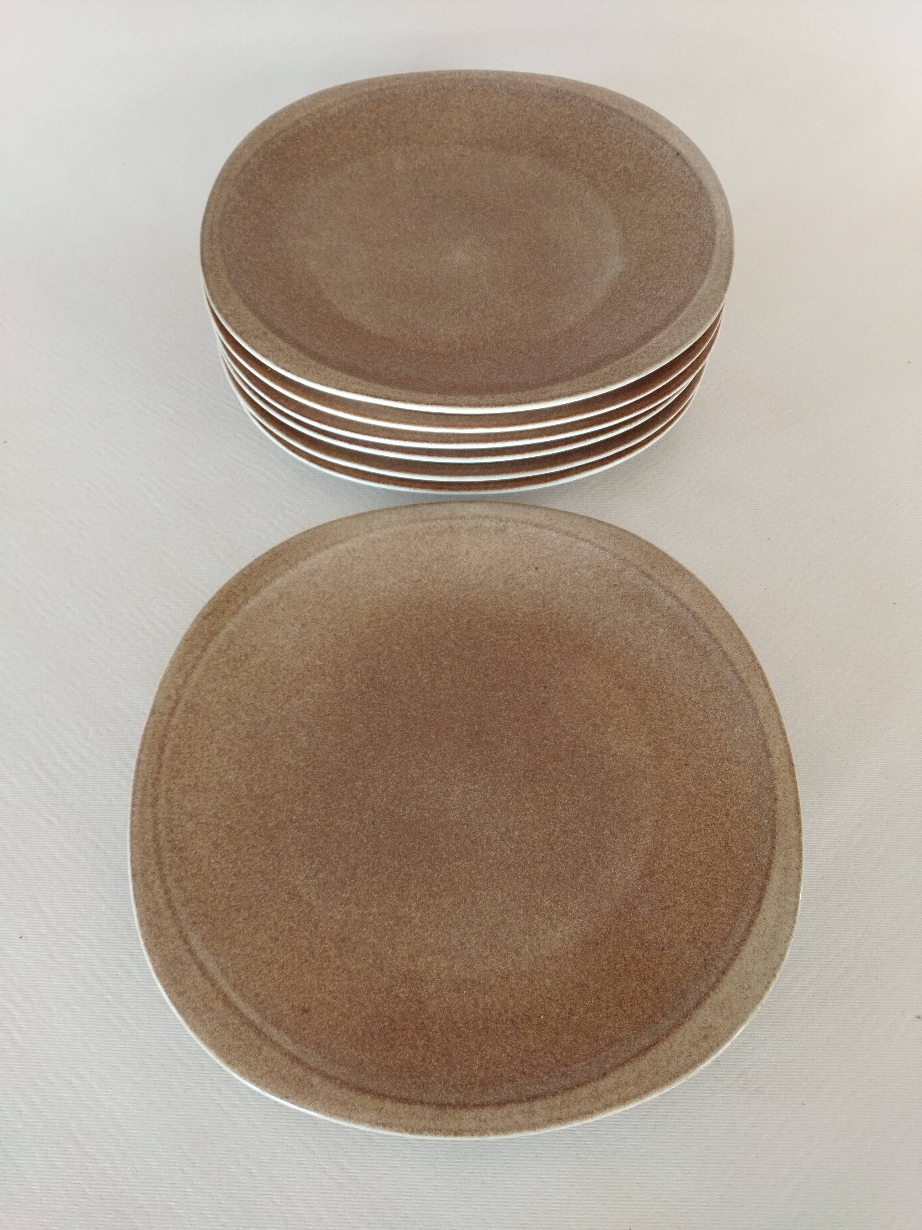 7 sandstone enamel dinner plates Sologne Porcelain