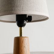 Finnish Mid Century Wooden Brass Desk Table Lamp, 1950s