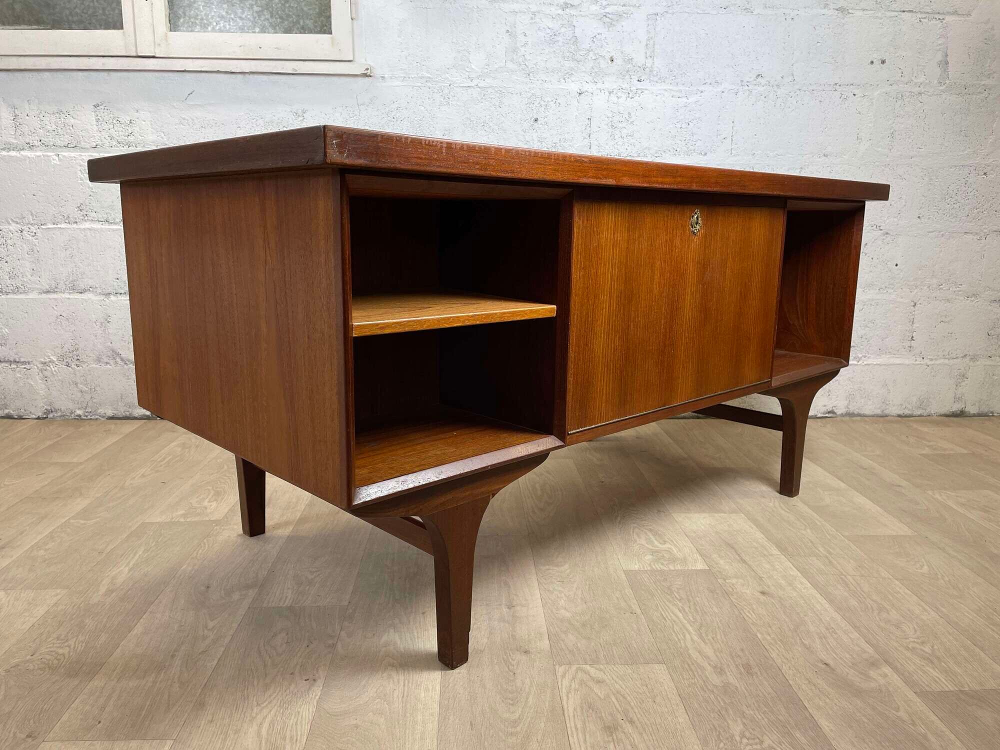 Scandinavian double-sided teak desk, 60s
