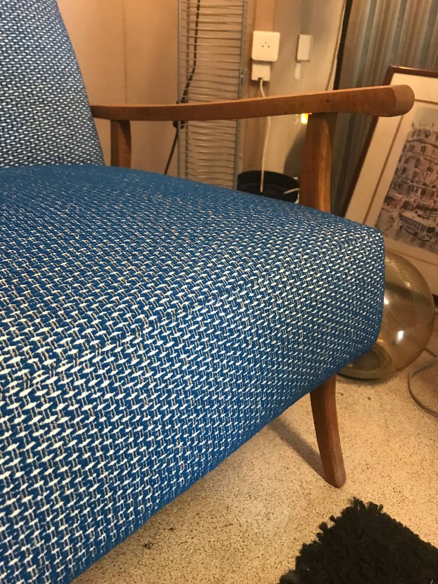 Vintage bench compatible for outdoor use.