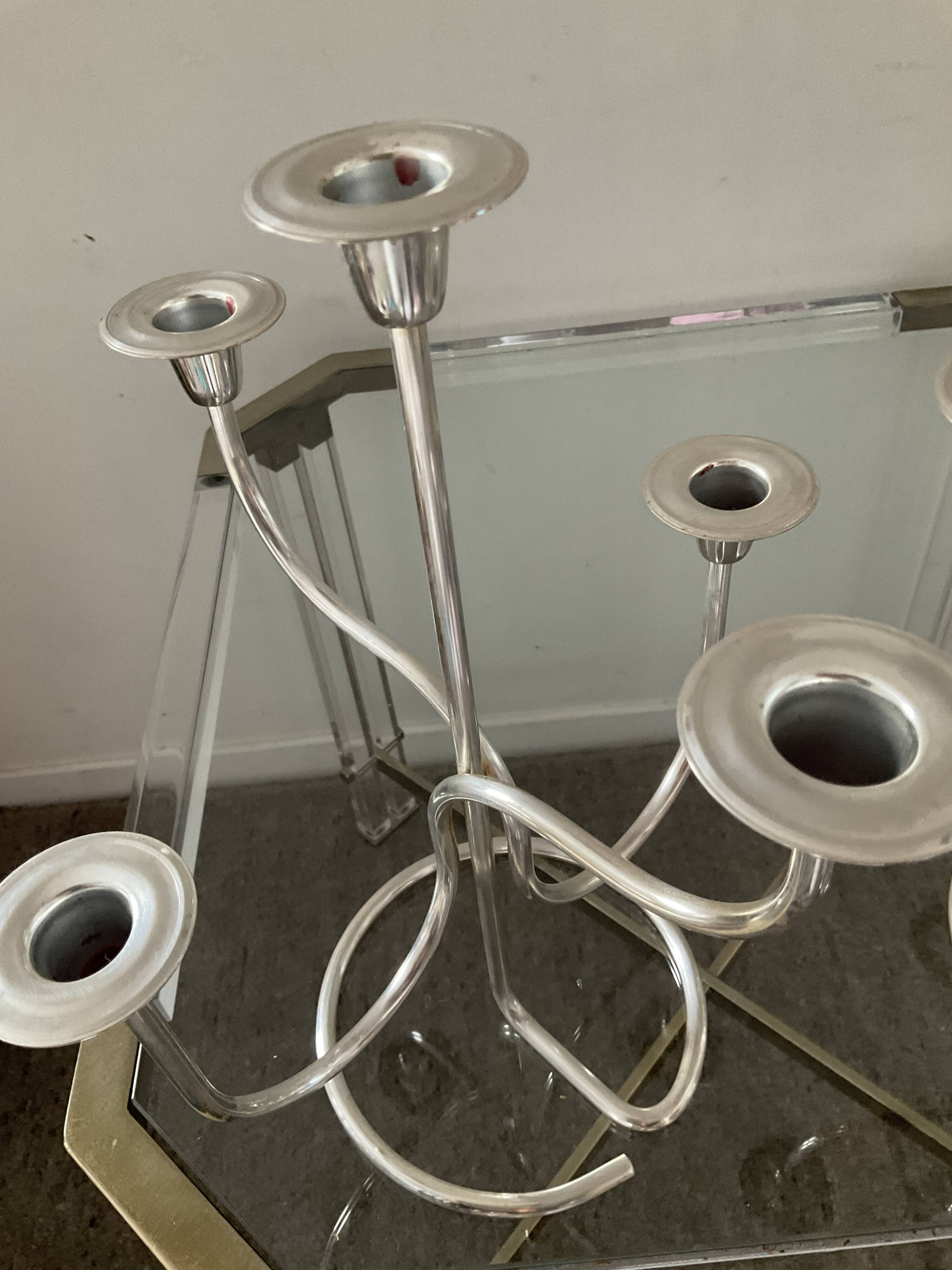 Pair of Tommy Larsen silver brass candlesticks from the 70s