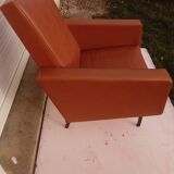 Armchair in brown skaï 70s