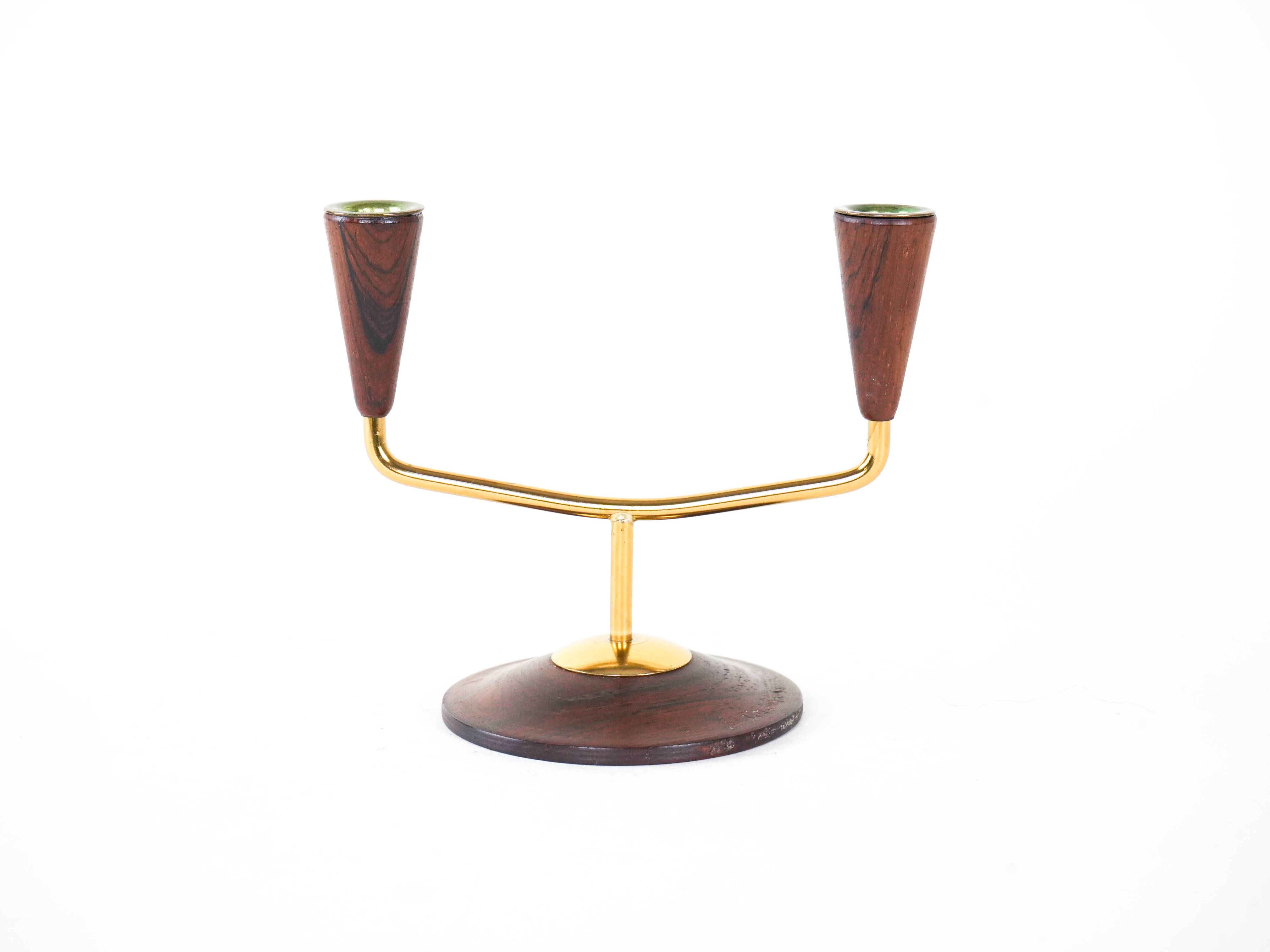 Teak candlestick, Danish design, 1970s, made in Denmark