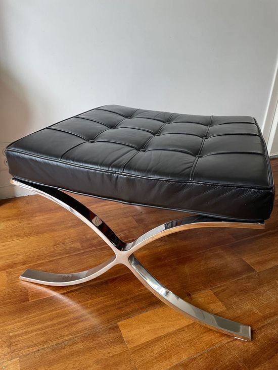 Vintage leather ottoman stool