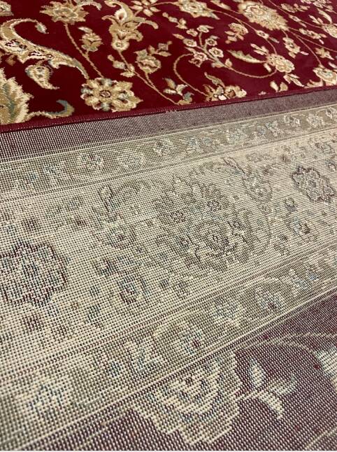 Classic Oriental Carpet Bordeaux & Gold Beige – Élégana red floral pattern