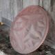 Vintage Art Deco ceiling light, bowl suspension with leaf patterns, pink.