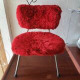 Small Pelfran children's chair in red fur, 1960-1970