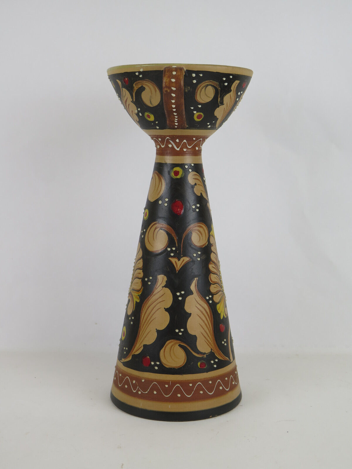 Deruta Santucci vase hand-painted terracotta signed numbered vintage Italy VA2