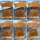 Série de 6 chaises d'école industrielle vintage empilable 1950 assise thermophormé
