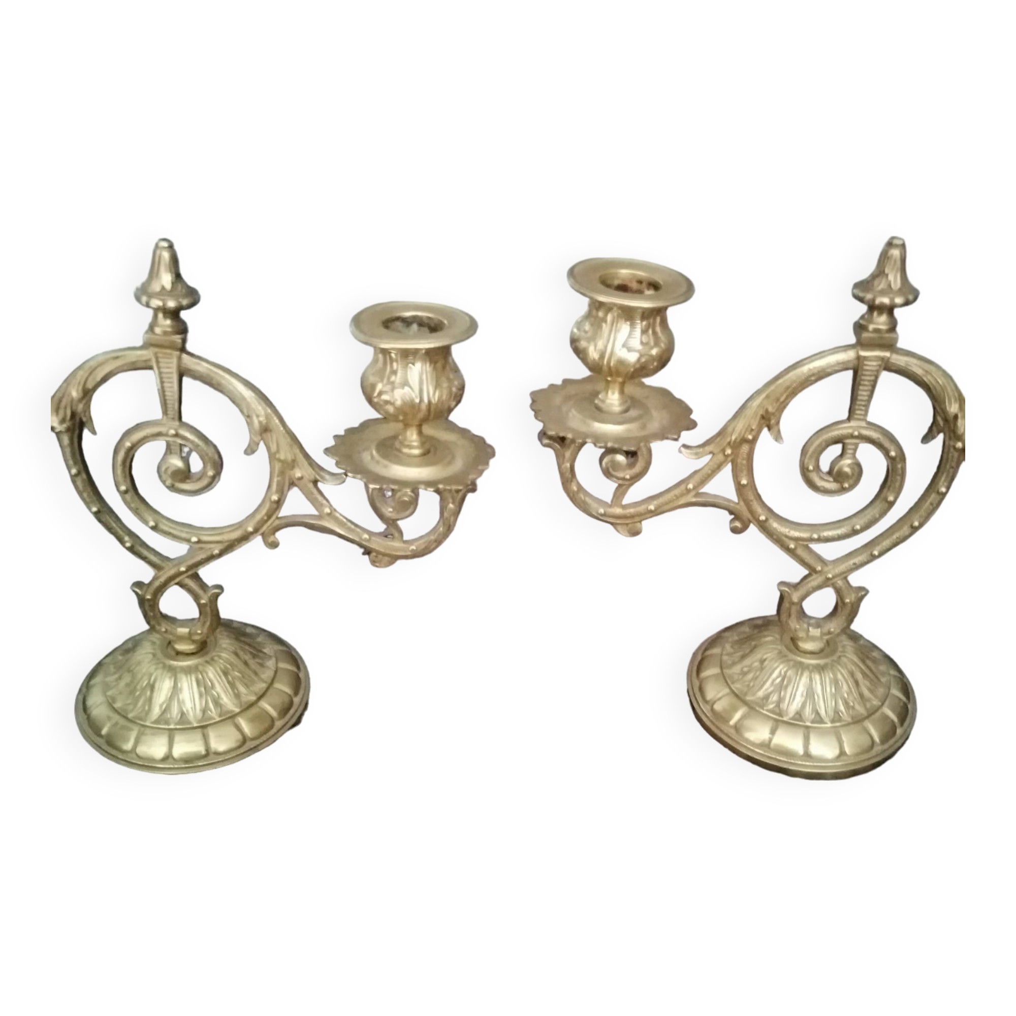Pair of old bronze candlestick