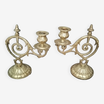 Pair of old bronze candlestick