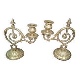 Pair of old bronze candlestick