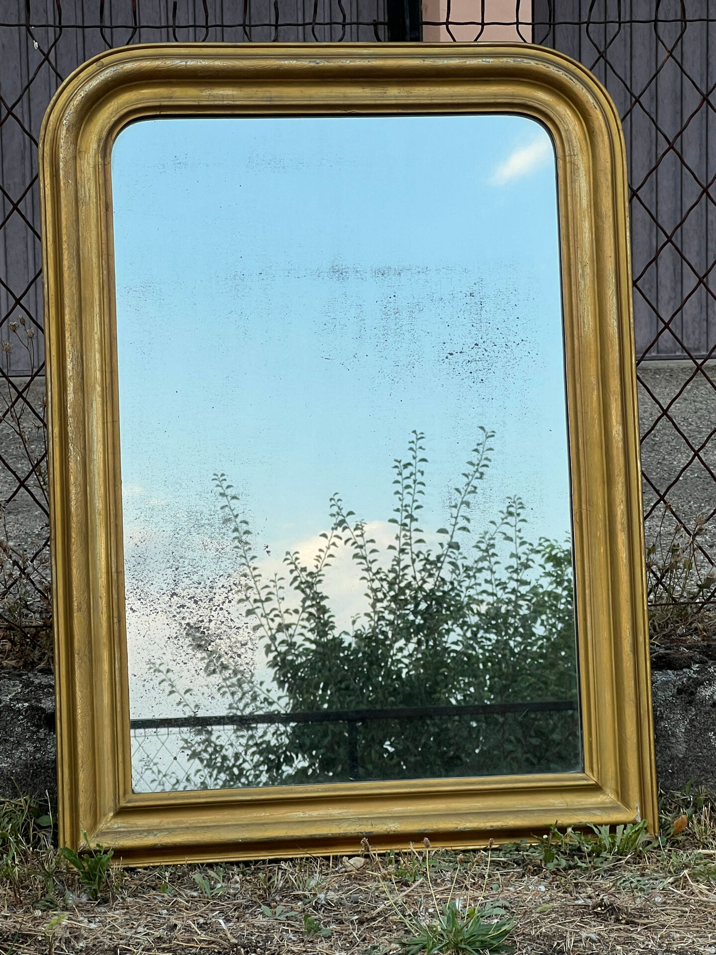 Louis-Philippe gilded mirror with mercury glass 89x65cm