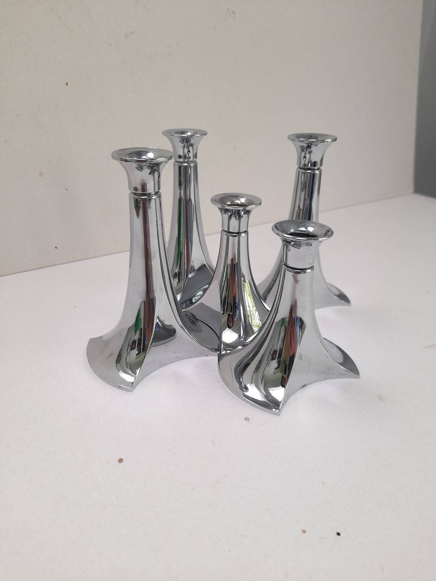 Set of 5 modular chrome candle holders WMF