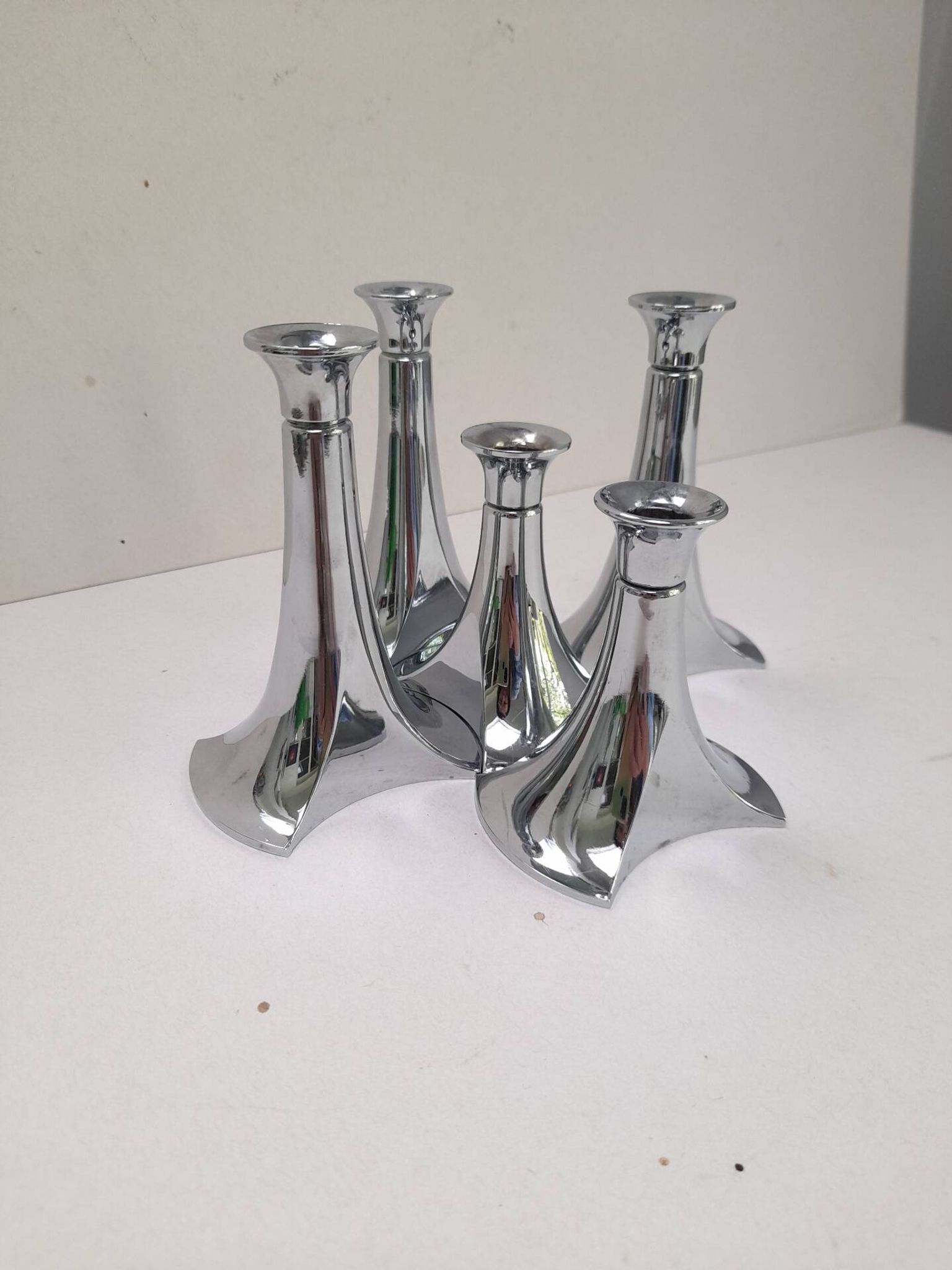 5 bougeoirs chromés modulaires WMF
