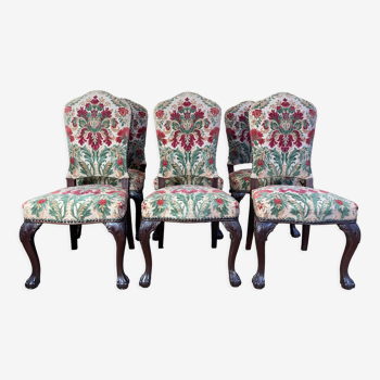 Suite of 6 velvet English chairs