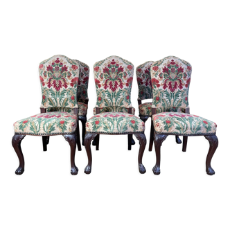 Suite of 6 velvet English chairs